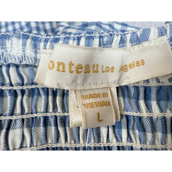 NWT Monteau Los Angeles 2 Piece Blue Gingham Cottagecore Picnic Co Ord Set Sz L - Picture 4 of 6